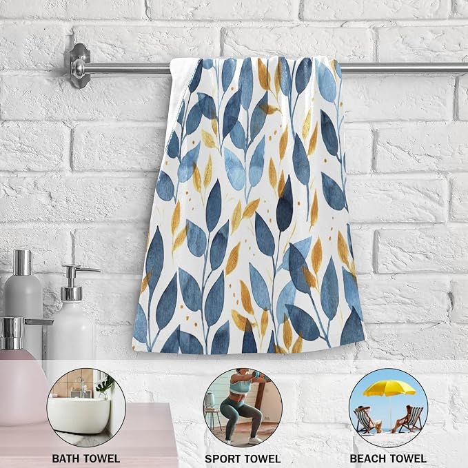 Blue and Gold Leave Branches Hand Towels - Image 5