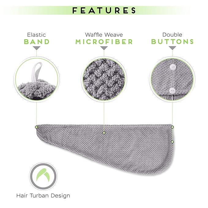SimpleField 2 Pack Microfiber Hair Towel Wrap - Image 3