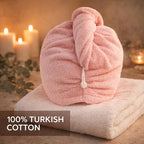 100% Turkish Cotton Hair Towel Wrap 2 Pack – Oeko-TEX Certified Quick Dry Turban - Image 5