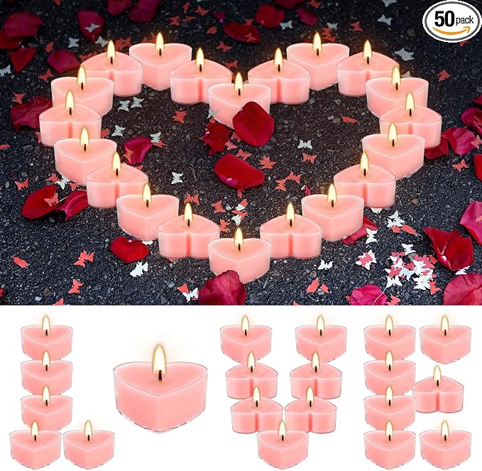 50-Pack Pink Heart Tea Wax by CAKETYCG