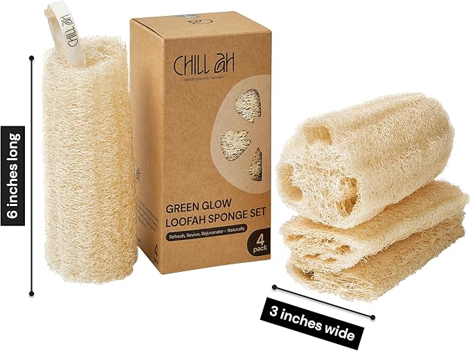 Chill Ah Natural Loofah Sponge Set – 100% Plant-Based, Biodegradable Bath - Image 7
