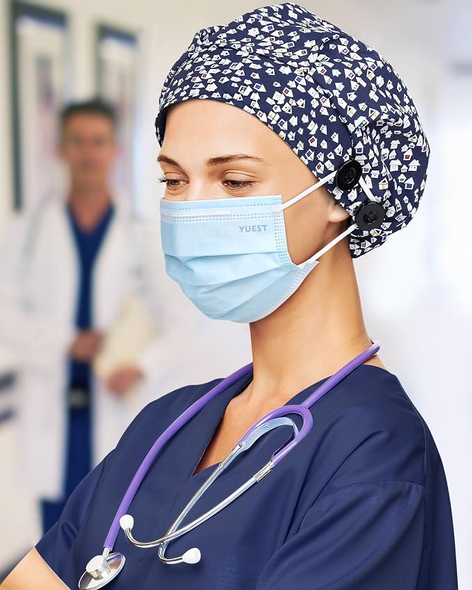 2 Pack Satin Lined Bouffant Scrub Caps - Image 3