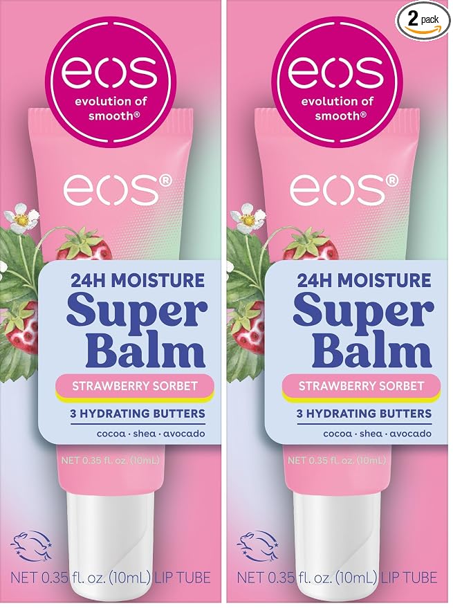 eos 24H Moisture Super Balm- Strawberry Sorbet, Lip Mask, Day or Night Lip by eosproducts