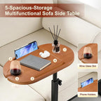 Bamboo Bathtub Side Table, 360° Swivel Height Adjustable Freestanding Bath - Image 4