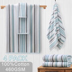 VOOVA & MOVAS Bathroom & Guest Room Aqua Striped Bath Towels - Image 4
