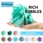 CHENGU 50 Pack Loofah Sponge Bath Sponge Shower Loofah Mesh Shower Ball Bath - Image 3
