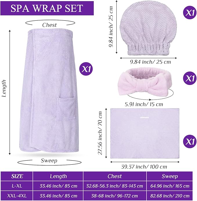 Tigeen Plus Size Towel Wrap for Women Spa Robe Set - Image 2