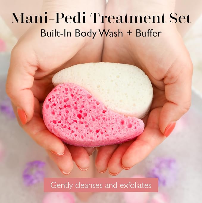 Spongellé Essentials Grapefruit Blush Mani/Pedi Buffer | Exfoliating Foot & - Image 2