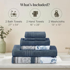 Modern Threads Floral Trail 6-Piece 100% Cotton Towel Set – Reversible Yarn - Image 3