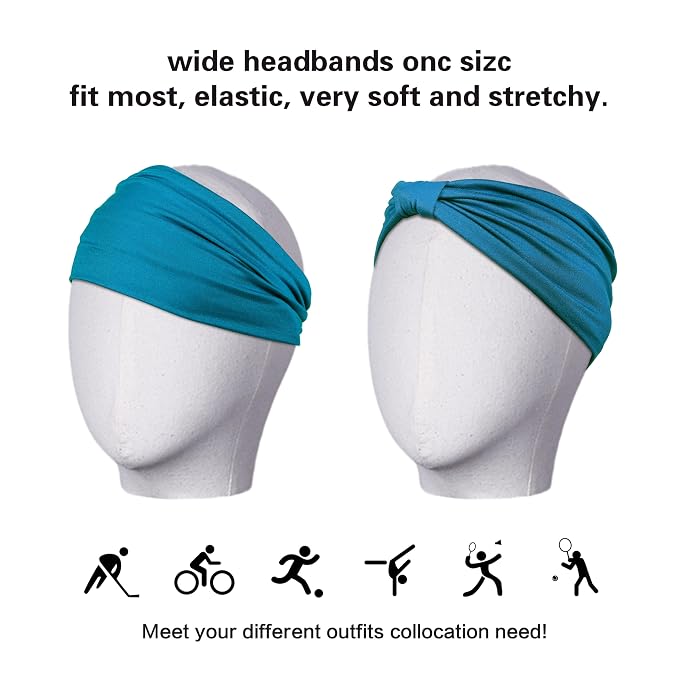 GiLi 6 Pack Wide Headbands for Women Non Slip Soft Elastic Hair Bands Yoga - Image 4