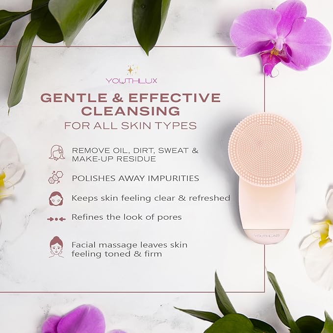 SoniGlow Silicone Face Scrubber/Facial Cleansing Brush – Electric Vibrating - Image 3
