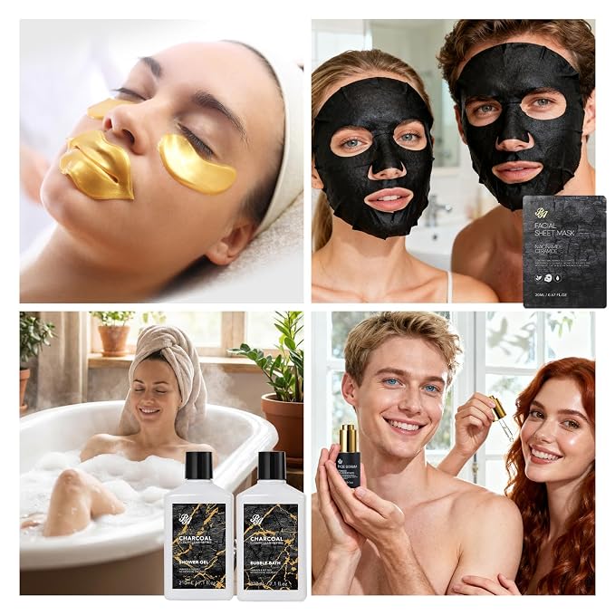 25 Pcs Bath & Body Gift Set for Women, Charcoal Skin Care Kit, Spa Gift Basket - Image 5