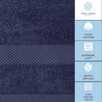 White Classic Luxury Navy Blue Hand Towels - Image 7