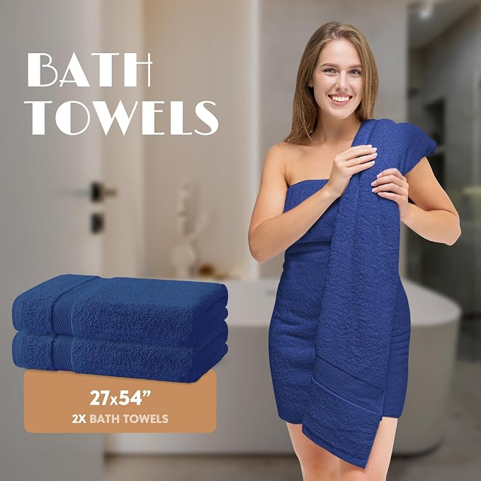 Navy Bath Towel Set of 6 - Image 4