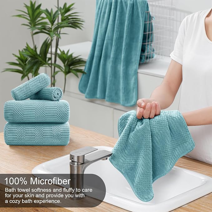 Ycosy 4 Pack Extra Large Microfiber Bath Towels Set, 35x70 inches, Less Lint - Image 3