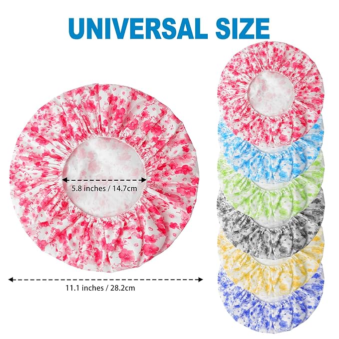 6 PCS Shower Caps for Women, Double Side Waterproof Shower Cap, Reusable - Image 3