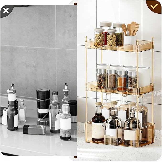 Akinbas 3 Tier Bathroom Organizer Countertop Makeup Perfume Tray Skincare - Image 6