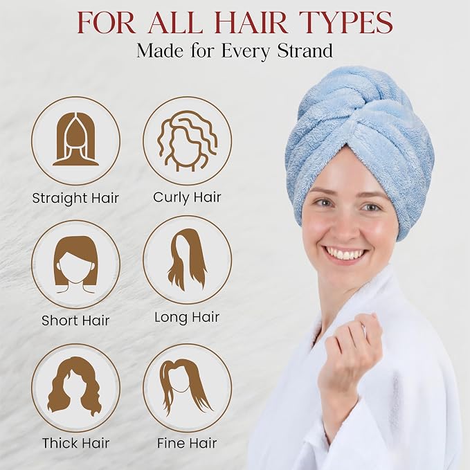 3 Pack Large Microfiber Hair Towel Wrap - Image 8