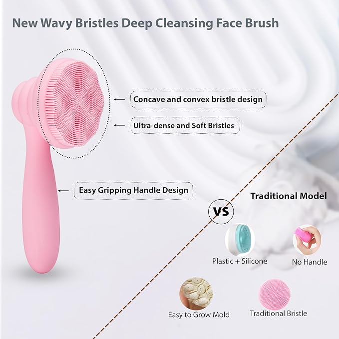 2 PC Silicone Facial Cleansing Brush Facial Scrubber Manual Exfoliating Facial - Image 3