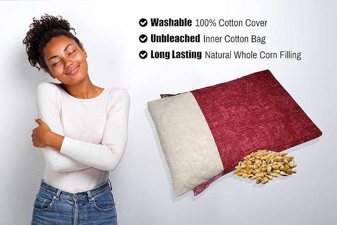Microwavable Corn Filled Heating Pad and Cold Pack/Washable 100% Cotton Cover - Image 4