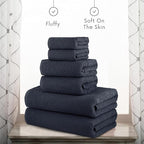 CASA COPENHAGEN Popcorn Textured 6 Pieces Towel Set- Navy Blue, 550 GSM 2 Bath - Image 4