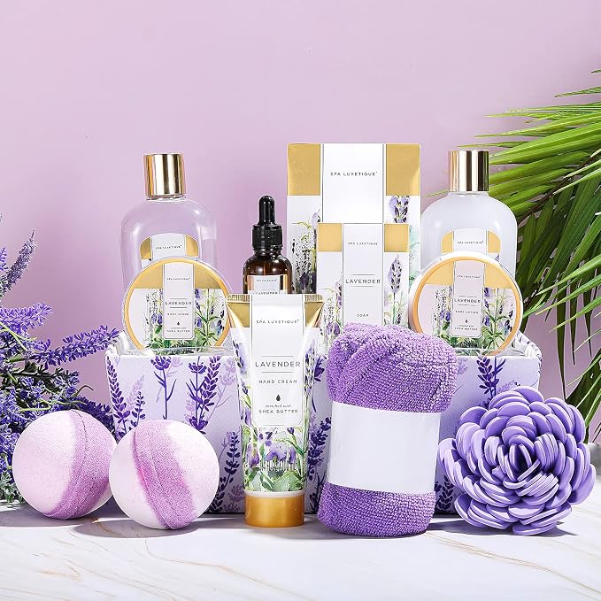 Spa Luxetique Gift Baskets for Women Lavender Spa Gifts for Women 12 Pcs - Image 2