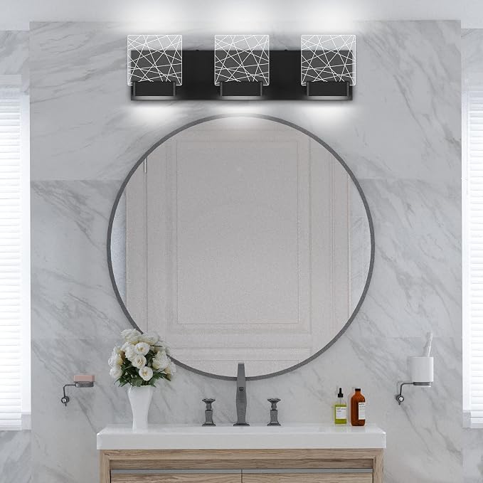 Aipsun Black Vanity Light Modern LED Bathroom Vanity Lighting Fixtures 3 Light - Image 7