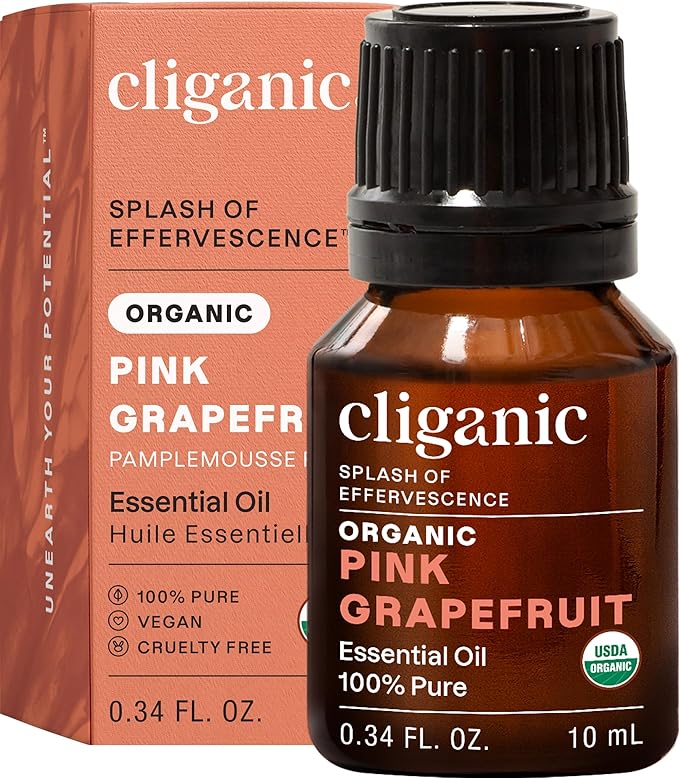 Cliganic Organic Pink Grapefruit Essential Oil, 100% Pure Natural, by Cliganic