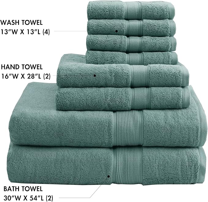 Madison Park 800GSM Bathroom Towel Set of 8 100% Cotton Bath Towel Set - Image 4