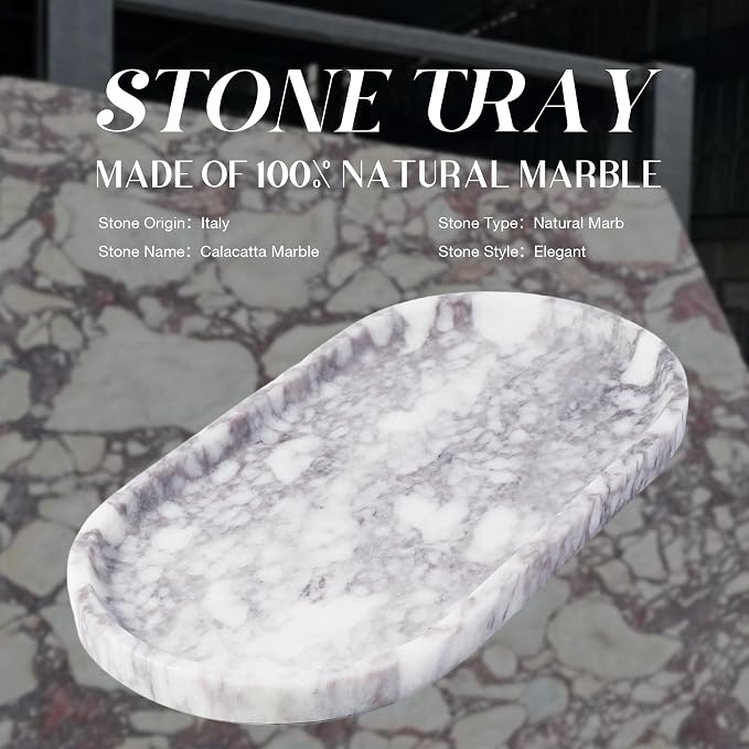 Koville Real Luxurious Marble Vanity Tray, Natural Stone Perfume Trays Jewelry - Image 2