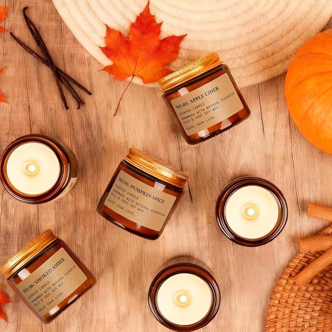 Candles for Home Scented, 6 x 3.5 oz Soy Wax & 150 Hours Long Lasting Fall - Image 4