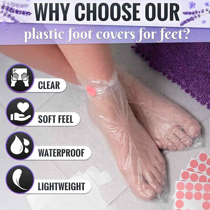 200 Pcs Plastic Socks for Moisturizing Feet – Leak-Proof Foot Gloves for - Image 4