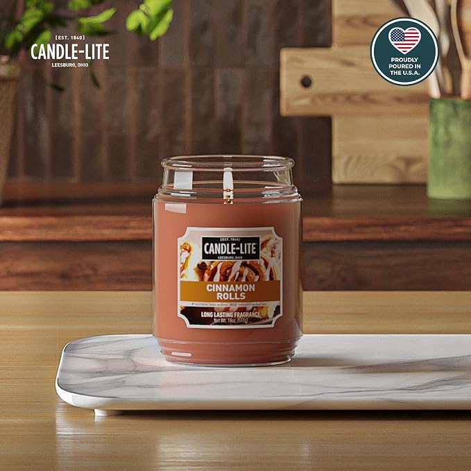 Candle-lite Fall Scented Candles, Cinnamon Rolls, 18 oz Jar, Proudly Poured in - Image 2