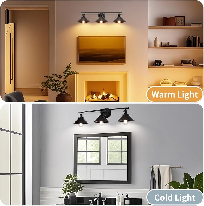 32" Upgrade Black Bathroom Light Fixture, 3-Light Vanity Lights - Image 10