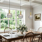 KCO Lighting Mid Century Smoke Glass Pendant Light Antique Brass Kitchen Island - Image 7