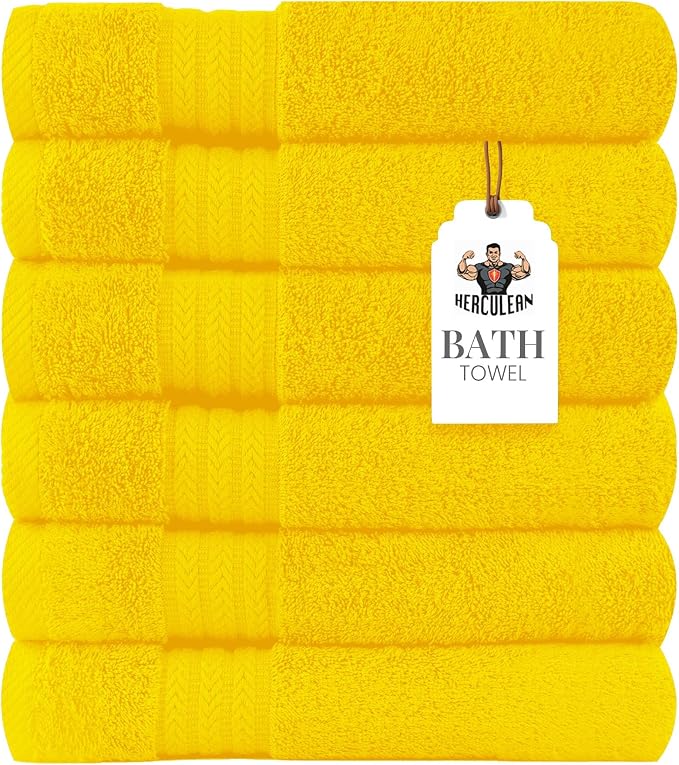 HERCULEAN Large Bath Towels 24 x 50 Pack of 6 | Quick Dry and Highly Absorbent by Unknown