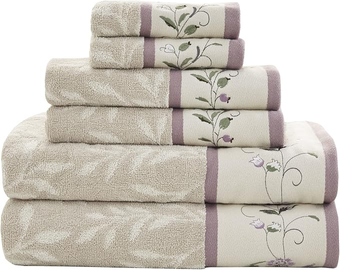 Madison Park Serene 100% Cotton Bath Towel Set Luxurious Floral Decorative by MADISONPARK