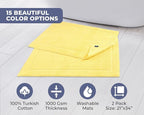 Hawmam Linen Yellow Bath Mats, 21 x 34 inches, Banded Design, Highly Absorbent - Image 3