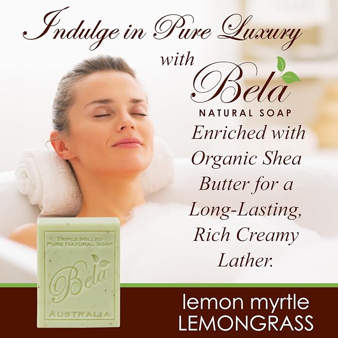 BELA Lemon Myrtle and Lemongrass Soap Bars 3.3 OZ French Triple Milled Bar Soap - Image 6