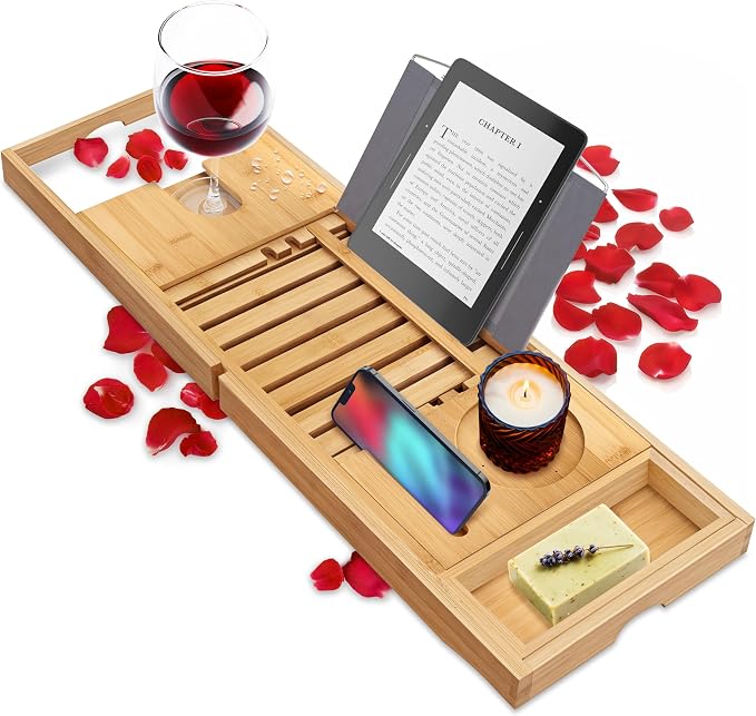 SereneLife Luxury Bamboo Bathtub Caddy Tray by SereneLife