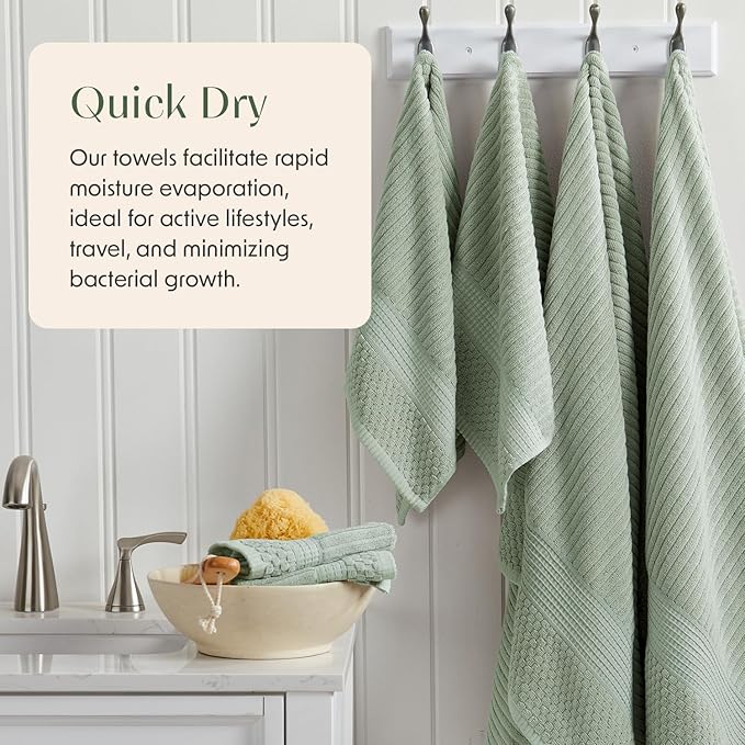 Springtree Home 100% Cotton Bath Towel Set of 4 | Super Soft & Absorbent - Image 3
