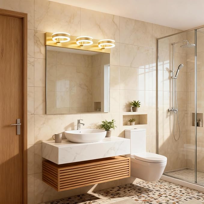 LED Bathroom Light Fixtures, 24inch Gold Vanity Lights, Modern 3 Light Acrylic - Image 7