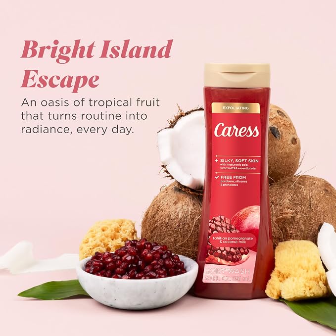 Caress Tahitian Pomegranate & Coconut Milk Exfoliating Scrub Body Wash - Image 8
