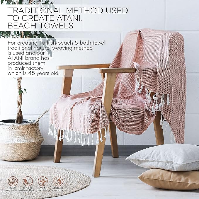 ATANI 69x35 in Oversized Turkish Beach Towel Set - Image 8
