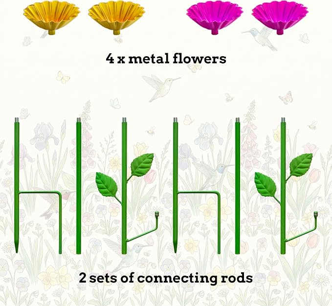 2 Pack Bee Watering Station, Metal Flower Garden Stakes - Image 3