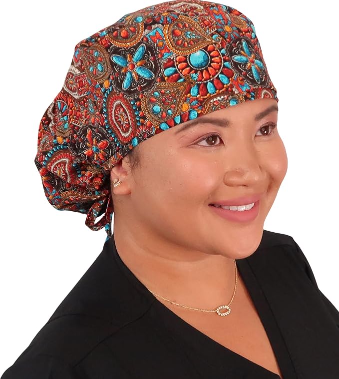 Sparkling EARTH Big Hair Ponytail Classic Surgical Style Scrub Working Cap - Image 6