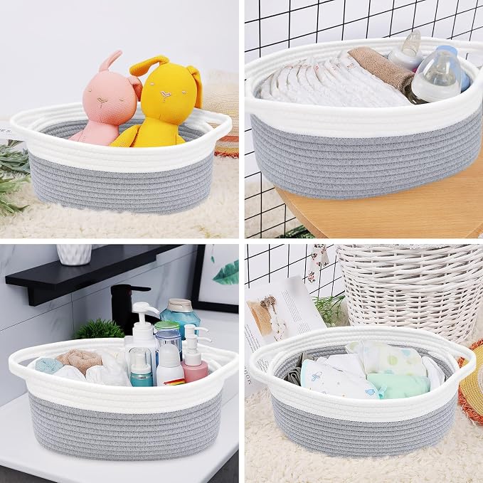 ABenkle Small Basket with Handles, Boho Decorative Rope Woven Dog Cat Toy - Image 5