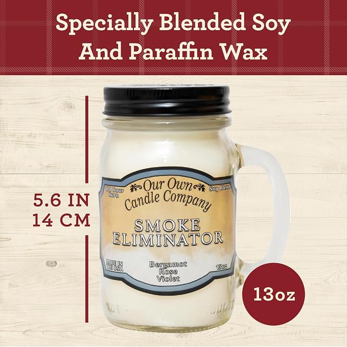 Our Own Candle Company, Smoke Eliminator Scented Mason Jar Candle, 100 Hour - Image 4