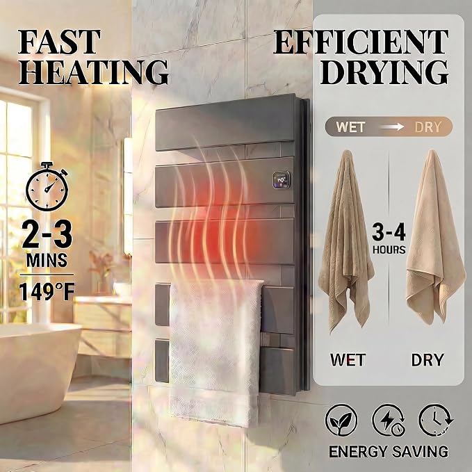 Electric Towel Warmer, Heated Towel Rack - Image 3