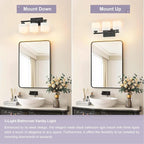Honesorn Bathroom Light Fixtures Black, 3-Light Bathroom Vanity Light Over - Image 4